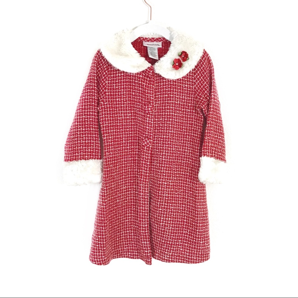 Youngland Lightweight Coat Red White Christmas